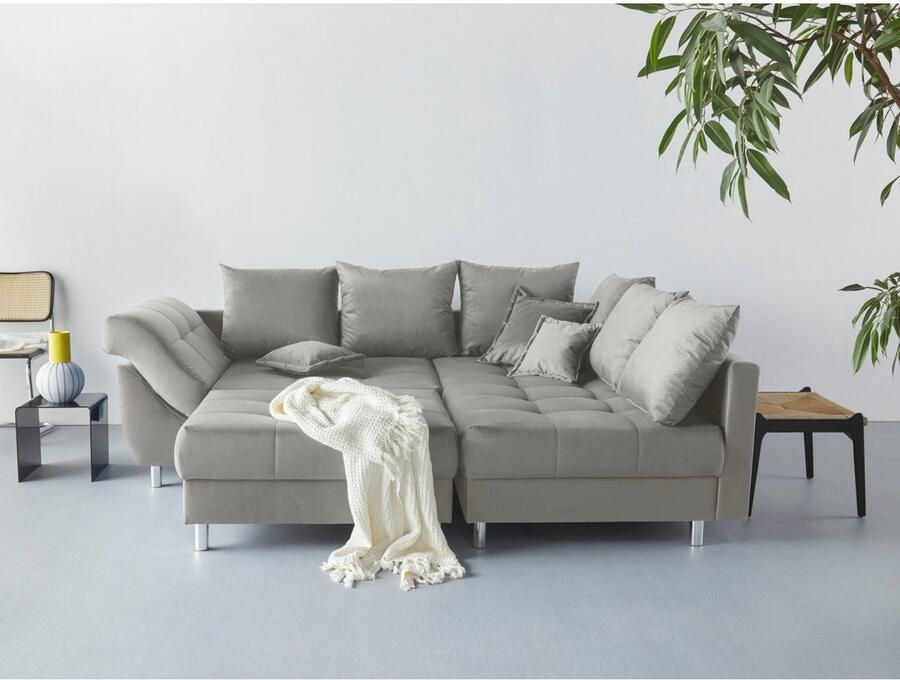 COLLECTION AB Hoekbank (Besparingsset) Innsbruck L-vorm en poef Hoekbank en hocker récamier links of rechts te monteren (voordeelset)