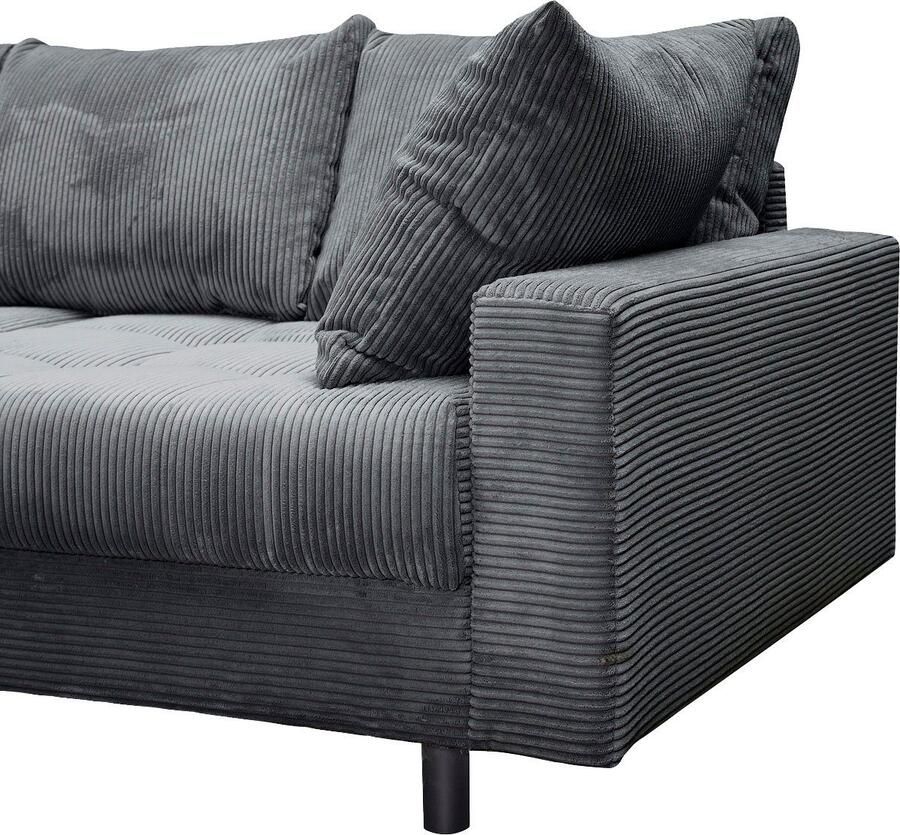 COLLECTION AB Hoekbank Toni L-vorm B: 215 cm met hocker & 2 sierkussens veerkern