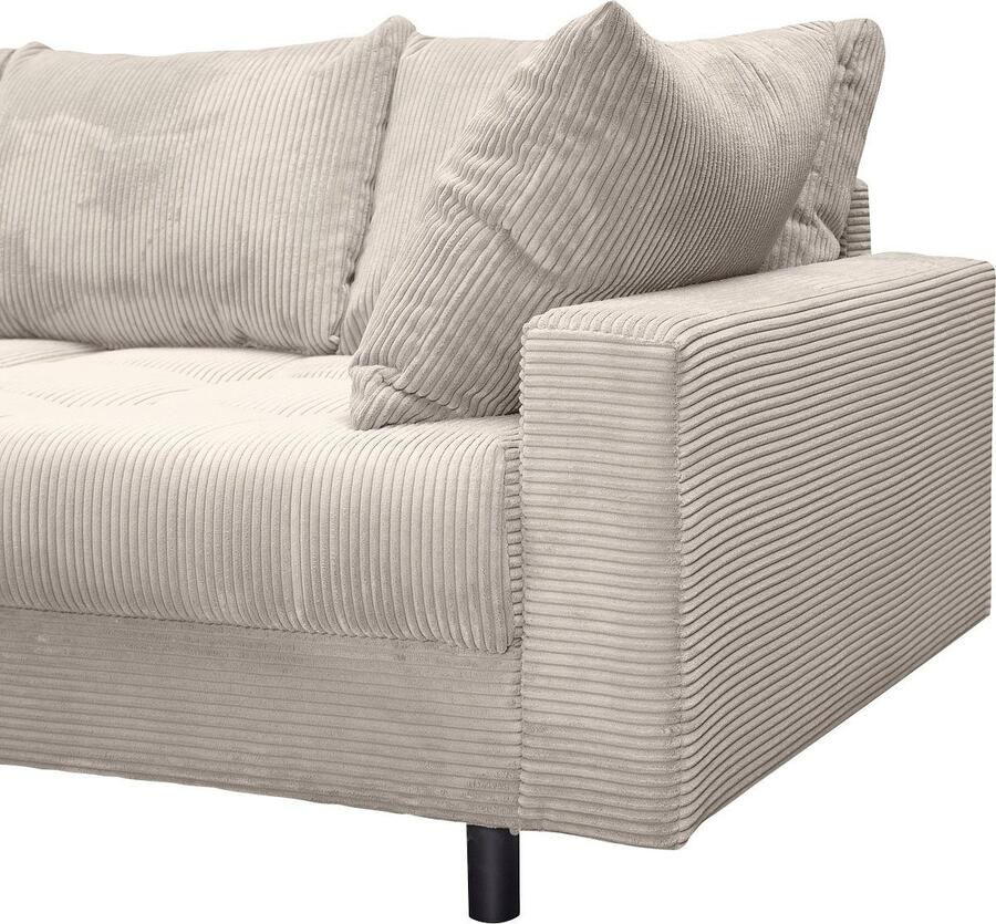 COLLECTION AB Hoekbank Toni L-vorm B: 215 cm met hocker & 2 sierkussens veerkern