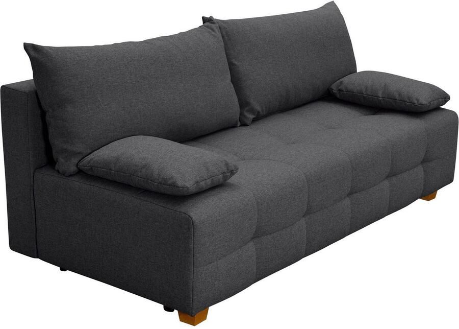 COLLECTION AB Slaapbank Bella B: 196 cm ligvlak 145x196 cm met bedfunctie bedlade & 2 armleuningkussens vering