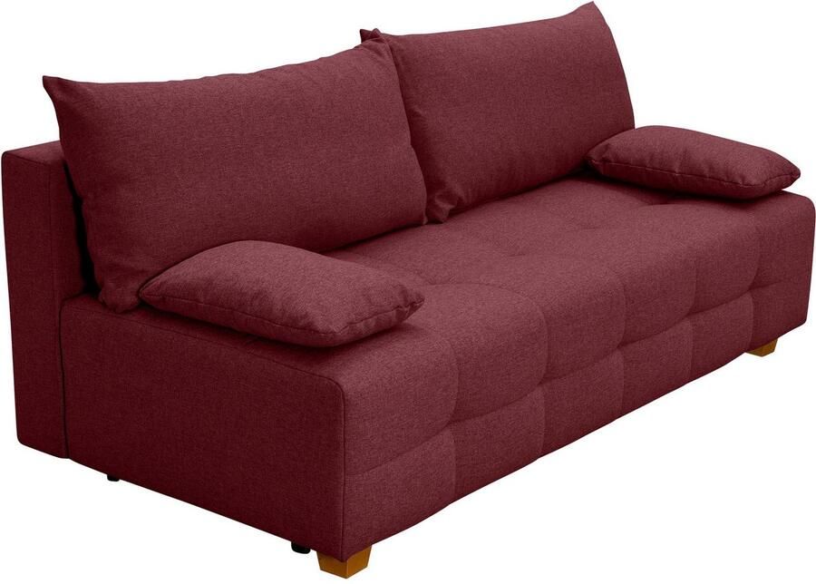 COLLECTION AB Slaapbank Bella B: 196 cm ligvlak 145x196 cm met bedfunctie bedlade & 2 armleuningkussens vering