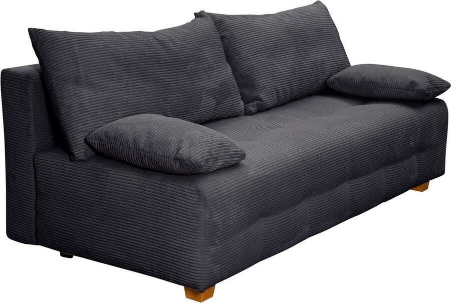 COLLECTION AB Slaapbank Bella B: 196 cm ligvlak 145x196 cm met bedfunctie bedlade & 2 armleuningkussens vering