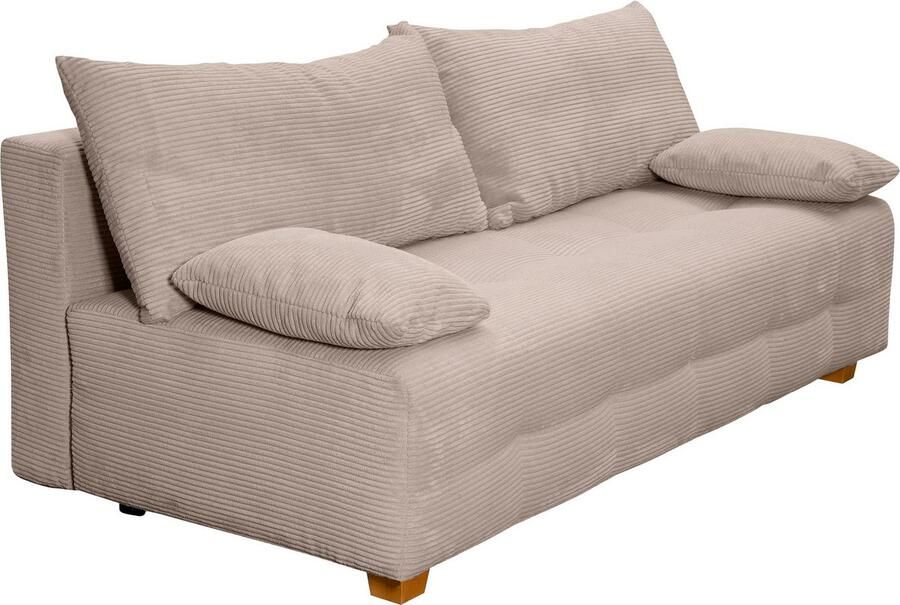 COLLECTION AB Slaapbank Bella B: 196 cm ligvlak 145x196 cm met bedfunctie bedlade & 2 armleuningkussens vering