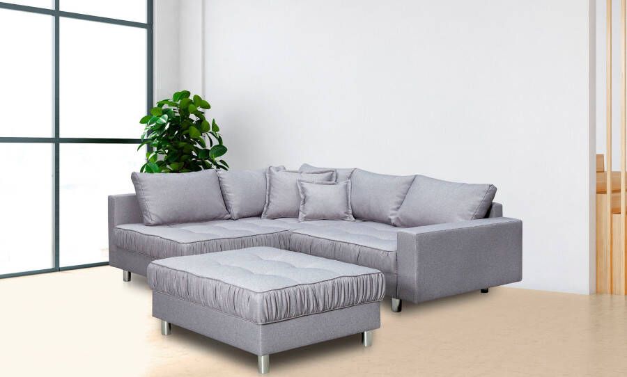 COLLECTION AB Hoekbank Cannes L-vorm met hocker inclusief slaapfunctie