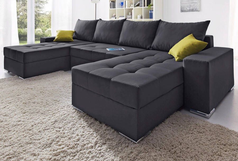COLLECTION AB Zithoek XL-Josy U-vorm breedte 313 cm platweefsel structuur kunstleer