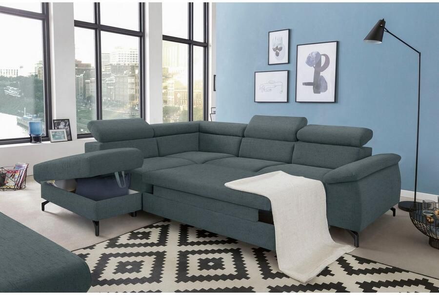 COTTA Hoekbank Kitty L-vorm B: 249 cm met hoofdverstelling optioneel bedfunctie & bedlade