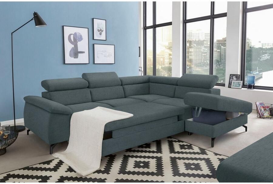 COTTA Hoekbank Kitty L-vorm B: 249 cm met hoofdverstelling optioneel bedfunctie & bedlade