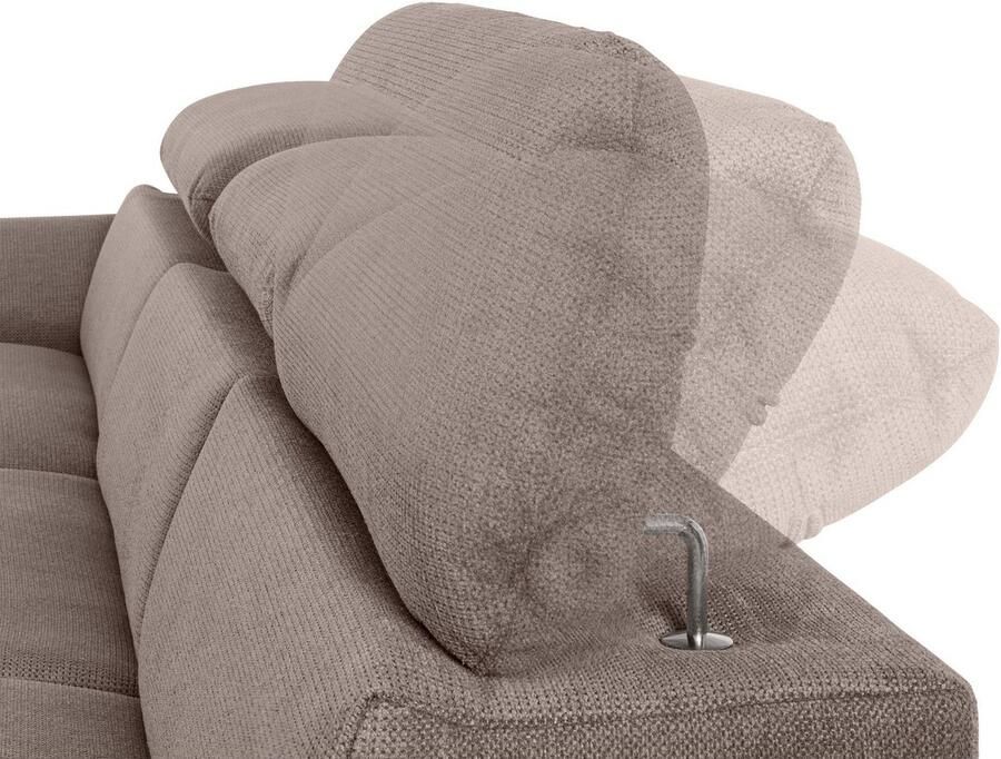 COTTA Hoekbank Lola L-vorm met hoofdeinde-functie & poef keuze met bedfunctie bedlade & armleuningverstelling (set)