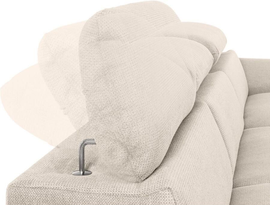 COTTA Hoekbank Lola L-vorm met hoofdeinde-functie & poef keuze met bedfunctie bedlade & armleuningverstelling (set)