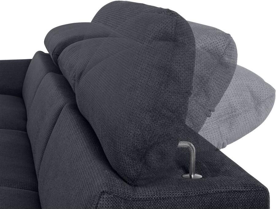 COTTA Hoekbank Lola L-vorm met hoofdeinde-functie & poef keuze met bedfunctie bedlade & armleuningverstelling (set)