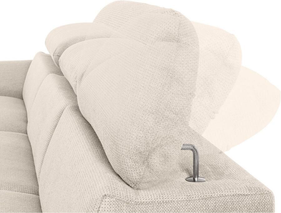 COTTA Hoekbank Lola L-vorm met hoofdeinde-functie & poef keuze met bedfunctie bedlade & armleuningverstelling (set)