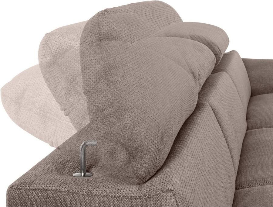 COTTA Hoekbank Lola L-vorm met hoofdeinde-functie & poef keuze met bedfunctie bedlade & armleuningverstelling (set)