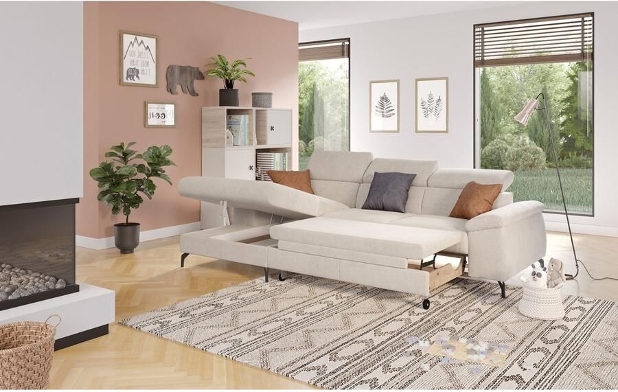 COTTA Hoekbank met hoofdverstelling optioneel bedfunctie & bedlade