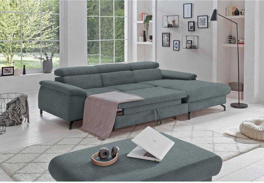 COTTA Hoekbank met hoofdverstelling optioneel bedfunctie & bedlade