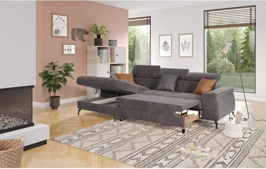 COTTA Hoekbank met hoofdverstelling optioneel bedfunctie & bedlade