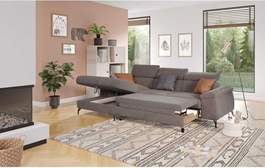 COTTA Hoekbank met hoofdverstelling optioneel bedfunctie & bedlade