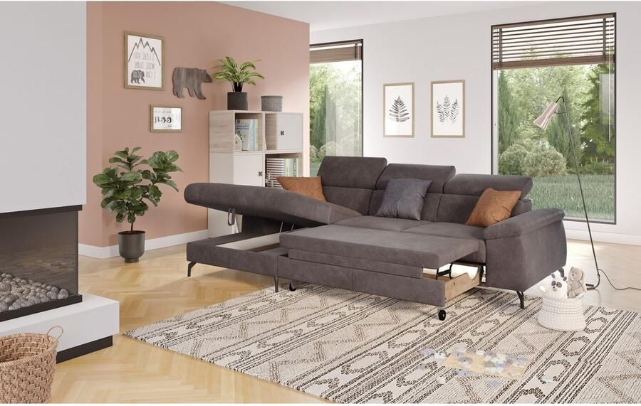 COTTA Hoekbank met hoofdverstelling optioneel bedfunctie & bedlade