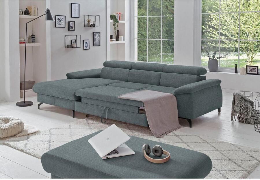 COTTA Hoekbank met hoofdverstelling optioneel bedfunctie & bedlade