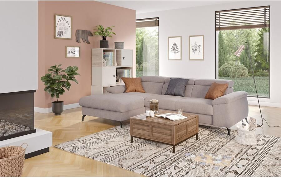 COTTA Hoekbank met hoofdverstelling optioneel bedfunctie & bedlade