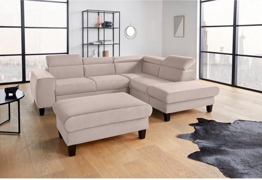 COTTA Hoekbank Morven L-vorm met hoofdeindeverstelling keuze met bedfunctie bedlade & draadloze oplader