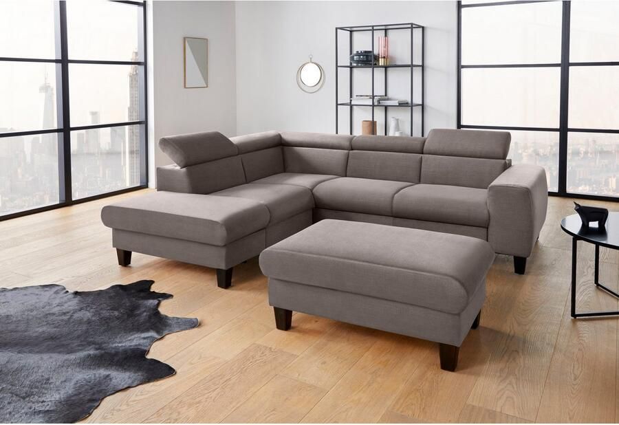 COTTA Hoekbank Morven L-vorm met hoofdeindeverstelling keuze met bedfunctie bedlade & draadloze oplader