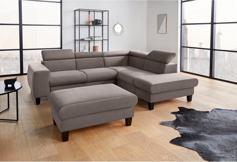 COTTA Hoekbank Morven L-vorm met hoofdeindeverstelling keuze met bedfunctie bedlade & draadloze oplader