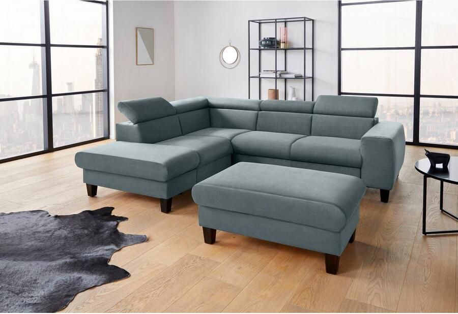 COTTA Hoekbank Morven L-vorm met hoofdeindeverstelling keuze met bedfunctie bedlade & draadloze oplader