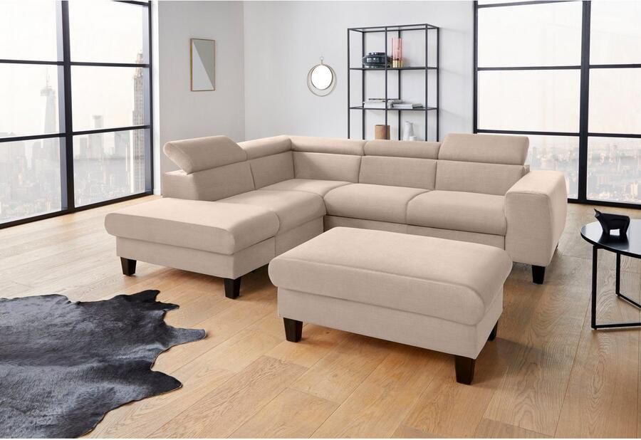 COTTA Hoekbank Morven L-vorm met hoofdeindeverstelling keuze met bedfunctie bedlade & draadloze oplader