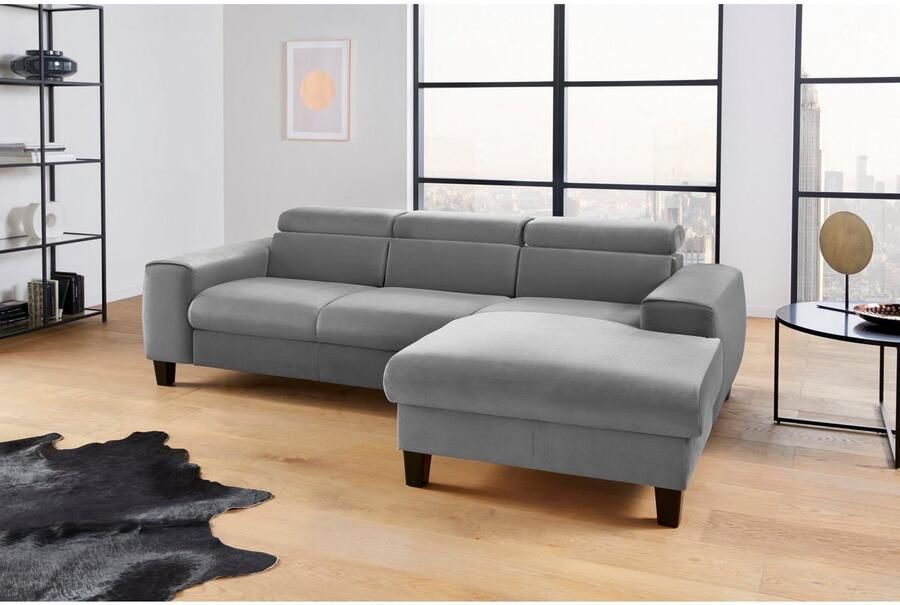 COTTA Hoekbank Morven L-vorm met hoofdeindeverstelling keuze met bedfunctie bedlade & draadloze oplader