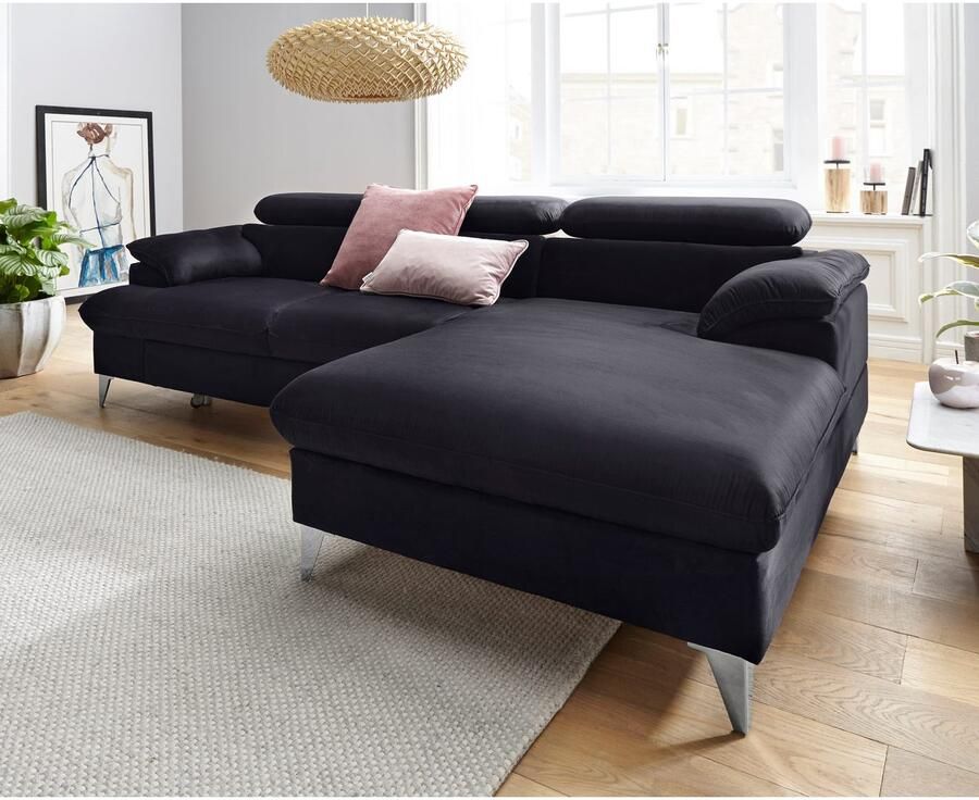 COTTA Zithoek Caluso L-vorm Set bestaande uit: hoekbank met hoofdverstelling & hocker (2-delig)