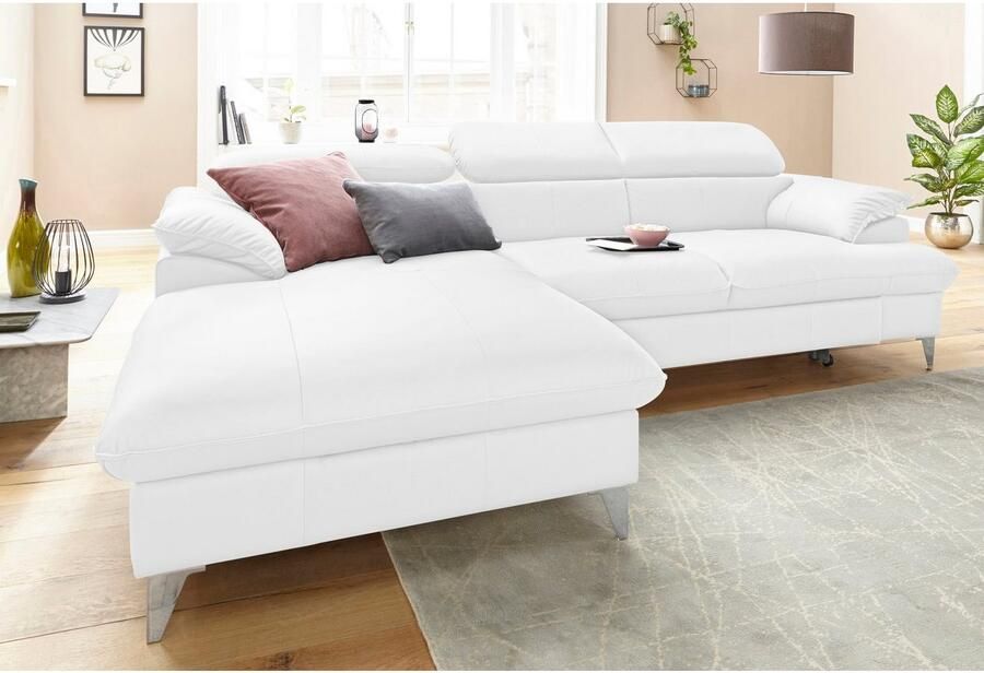 COTTA Zithoek Caluso L-vorm Set bestaande uit: hoekbank met hoofdverstelling & hocker (2-delig)