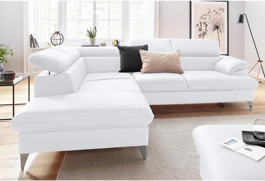 COTTA Zithoek Caluso L-vorm Set bestaande uit: hoekbank met hoofdverstelling & hocker