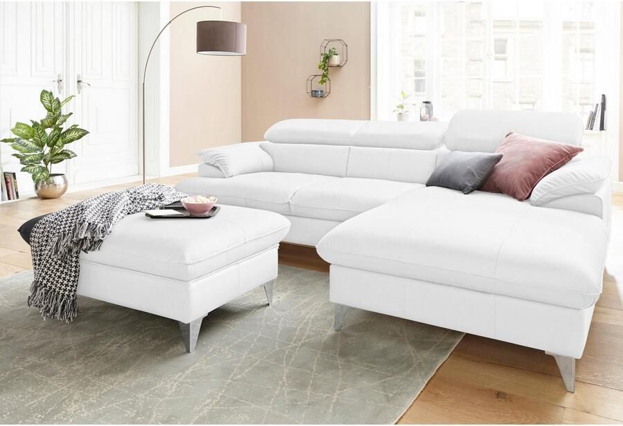 COTTA Zithoek Caluso L-vorm Set bestaande uit: hoekbank met hoofdverstelling & hocker