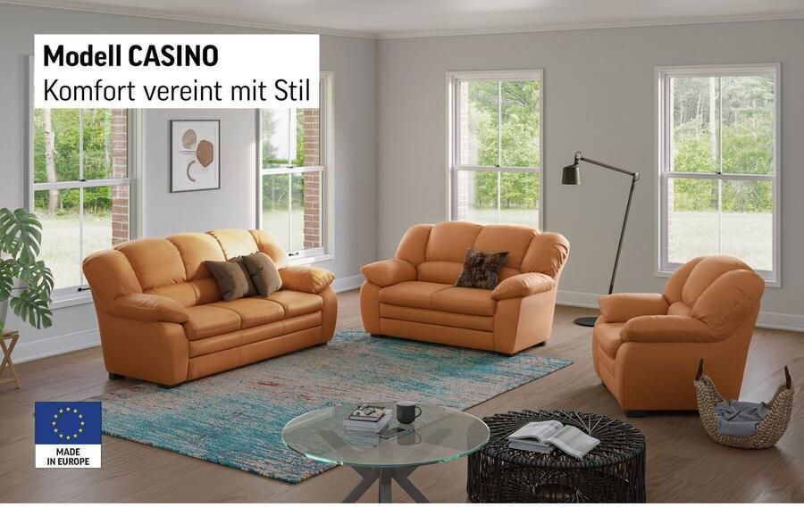 COTTA Zithoek Casino bankset 3-2-1 zitplaatsen woonkamer set (set 3-delig)