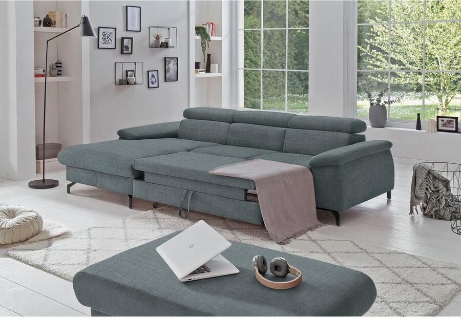 COTTA Zithoek Kitty L-vorm B: 242 resp. 100 cm (set: hoekbank & hocker) (set)