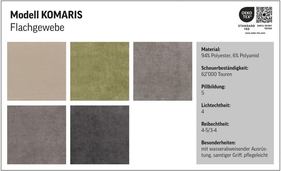 COTTA Zithoek Kitty L-vorm B: 249 resp. 100 cm (set: hoekbank & hocker) (set)