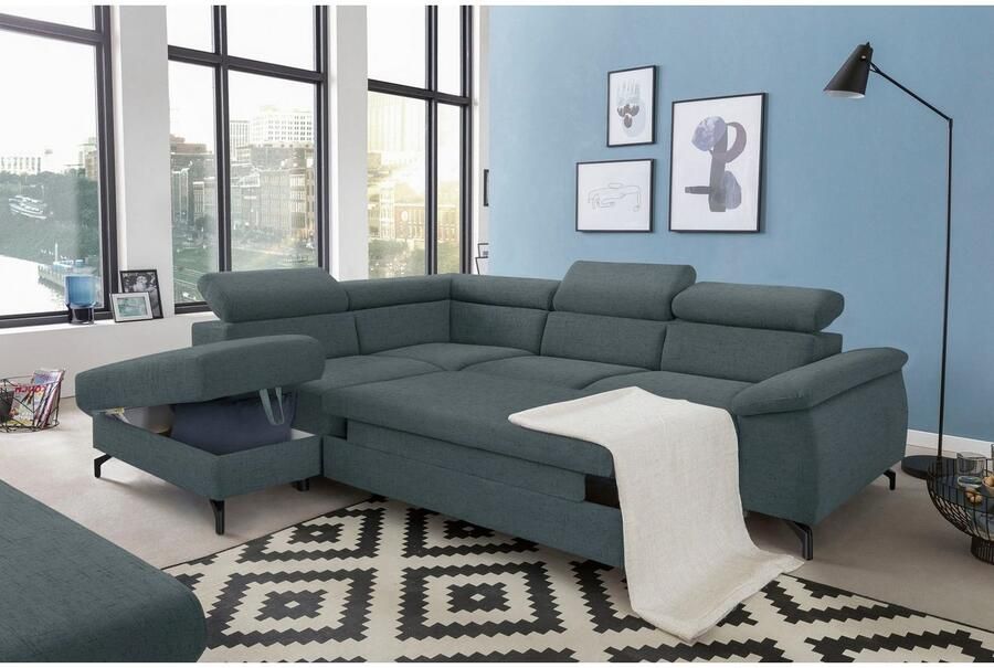 COTTA Zithoek Kitty L-vorm B: 249 resp. 100 cm (set: hoekbank & hocker) (set)