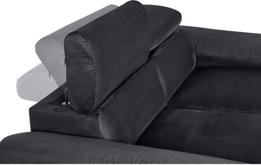 COTTA Zithoek Komaris B: 177 resp. 100 cm Set: 2-zitsbank & Hocker met hoofdverstelling (set)