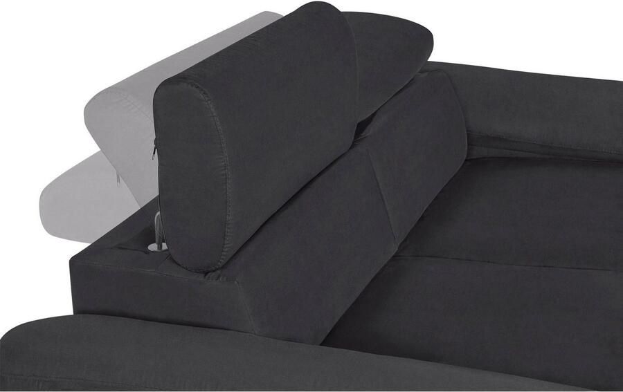 COTTA Zithoek Komaris B: 177 resp. 100 cm Set: 2-zitsbank & Hocker met hoofdverstelling (set)