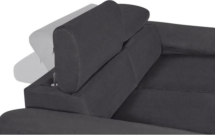 COTTA Zithoek Komaris B: 177 resp. 100 cm Set: 2-zitsbank & Hocker met hoofdverstelling (set)