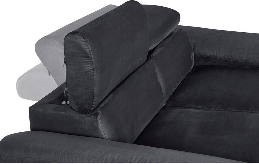 COTTA Zithoek Komaris B: 193 resp. 100 cm Set: 3-zitsbank & Hocker met hoofdverstelling (set)