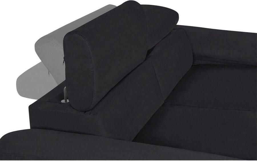 COTTA Zithoek Komaris B: 193 resp. 100 cm Set: 3-zitsbank & Hocker met hoofdverstelling (set)