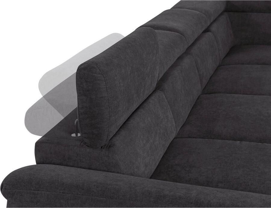 COTTA Zithoek Komaris U-vorm B: 320 cm met hoofdverstelling optioneel bedfunctie bedlade & licht