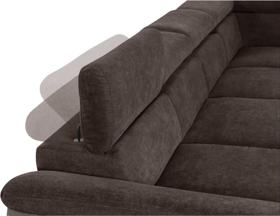 COTTA Zithoek Komaris U-vorm B: 320 cm met hoofdverstelling optioneel bedfunctie bedlade & licht