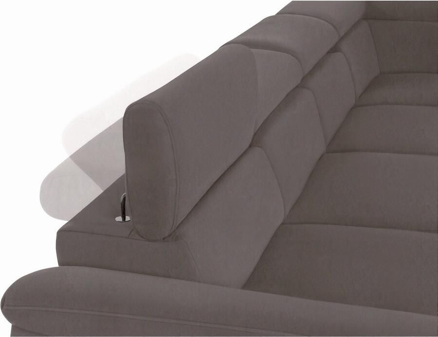 COTTA Zithoek Komaris U-vorm B: 320 cm met hoofdverstelling optioneel bedfunctie bedlade & licht