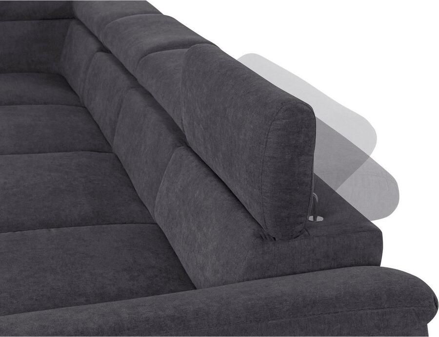 COTTA Zithoek Komaris U-vorm B: 320 cm met hoofdverstelling optioneel bedfunctie bedlade & licht