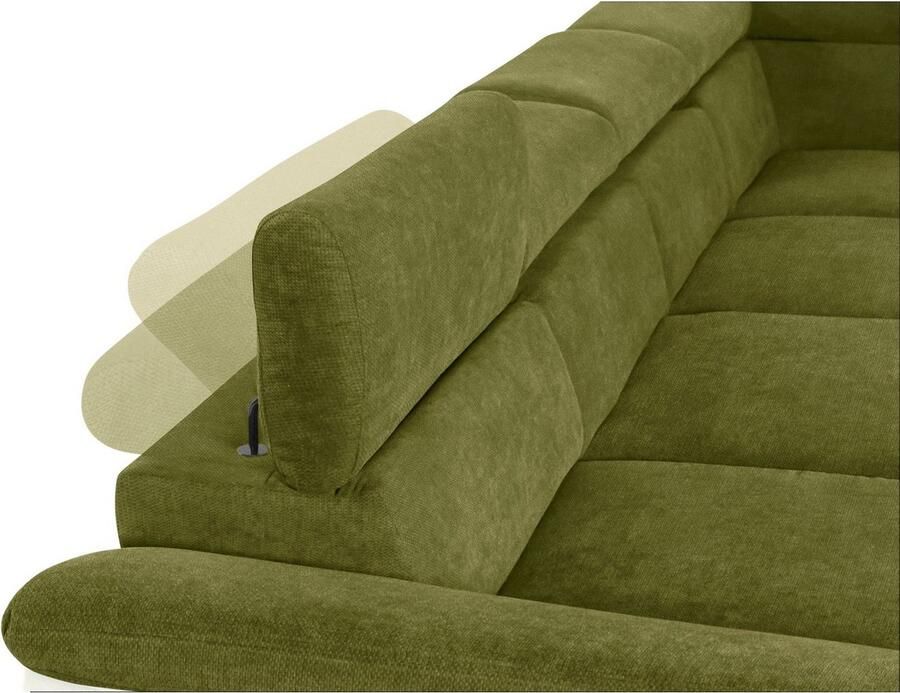 COTTA Zithoek Komaris U-vorm B: 320 cm met hoofdverstelling optioneel bedfunctie bedlade & licht