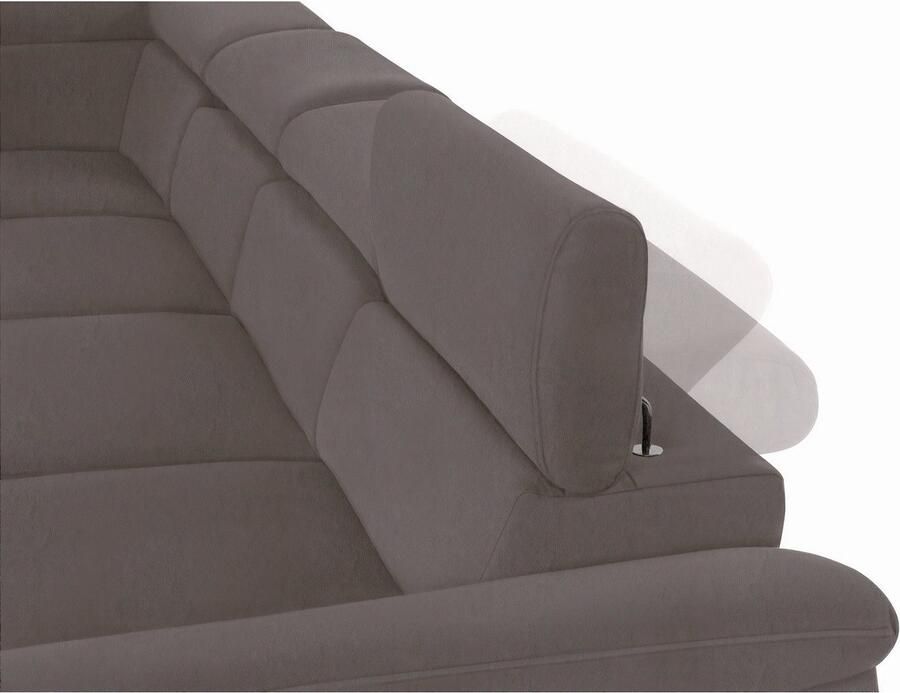 COTTA Zithoek Komaris U-vorm B: 320 cm met hoofdverstelling optioneel bedfunctie bedlade & licht