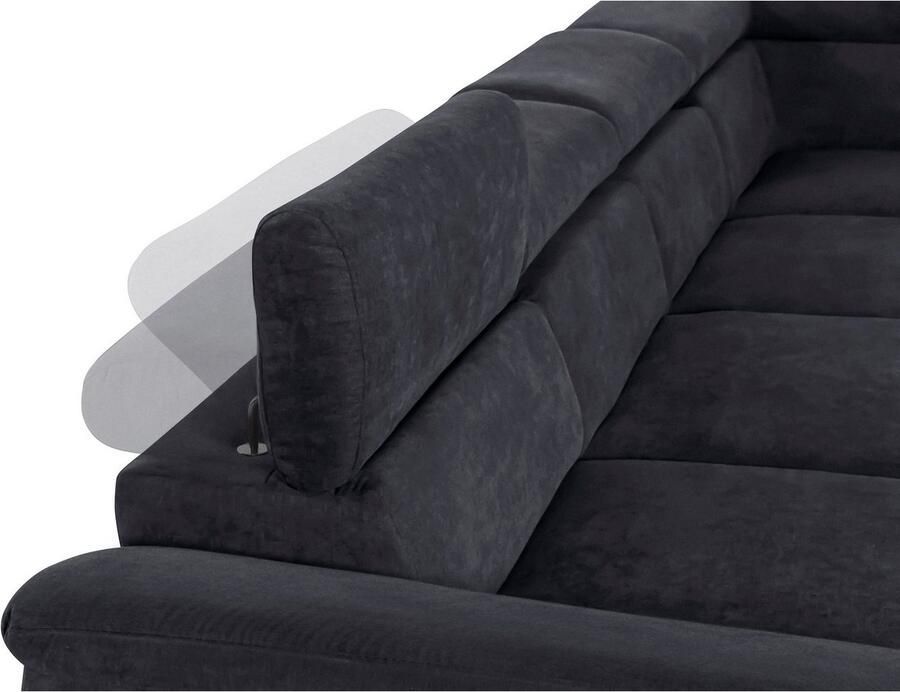 COTTA Zithoek Komaris U-vorm B: 320 cm met hoofdverstelling optioneel bedfunctie bedlade & licht