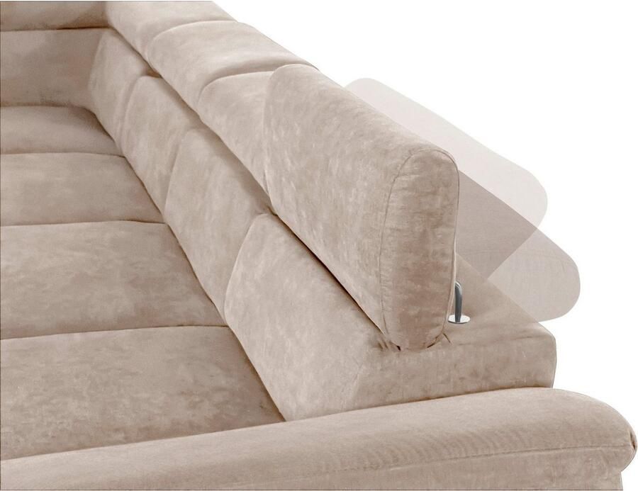 COTTA Zithoek Komaris U-vorm B: 320 cm met hoofdverstelling optioneel bedfunctie bedlade & licht